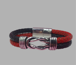 PULSERA EN PIEL Y ACERO INOXIDABLE MOD 039