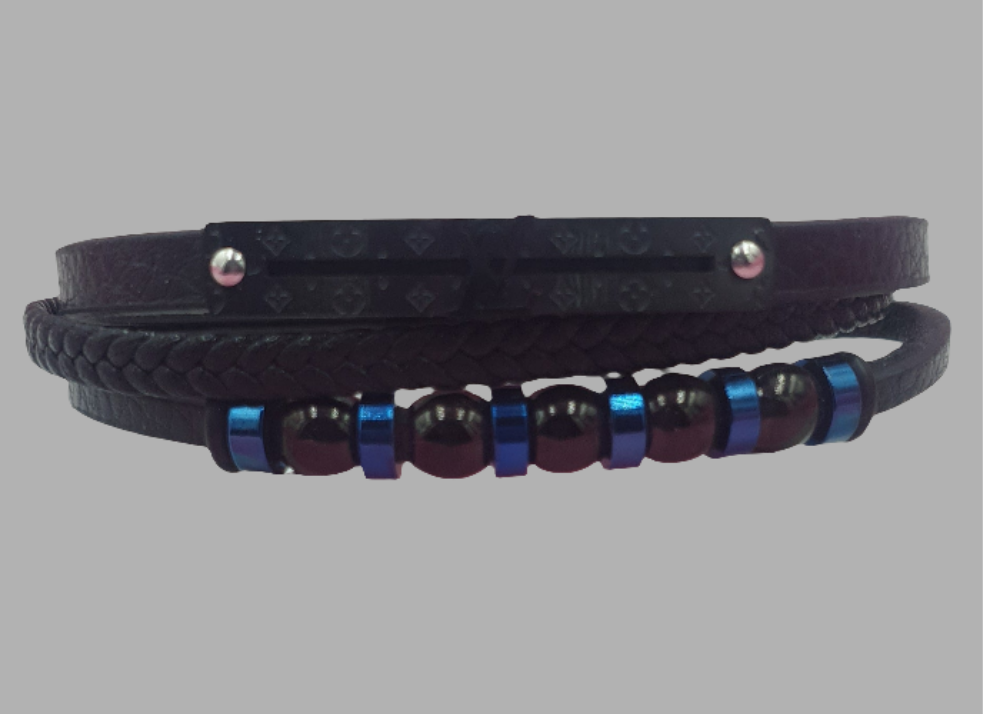 PULSERA  EN VINIPIEL Y ACERO INOXIDABLE MOD 043