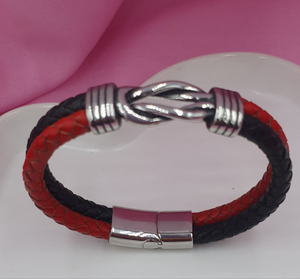 PULSERA EN PIEL Y ACERO INOXIDABLE MOD 039