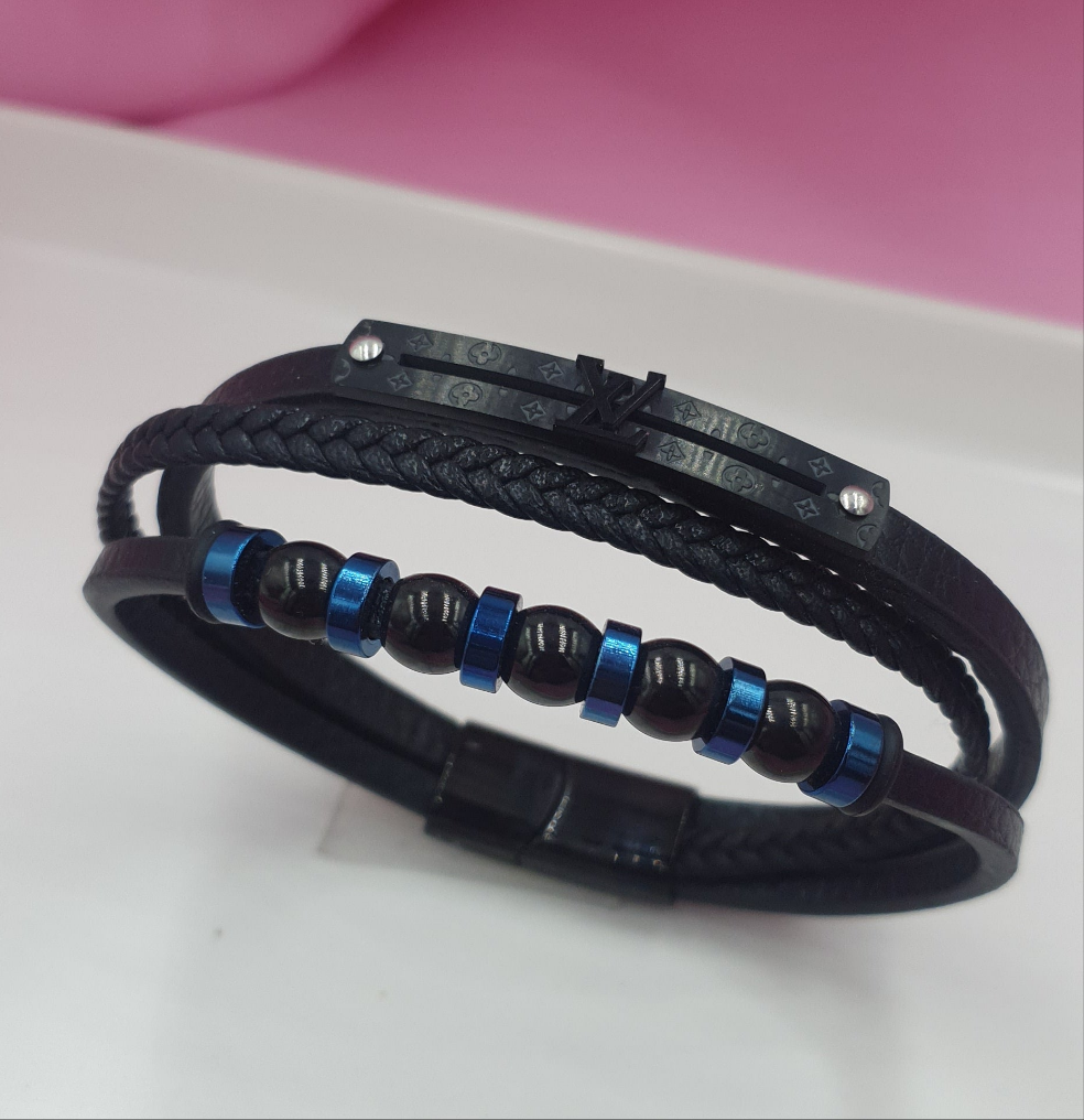 PULSERA  EN VINIPIEL Y ACERO INOXIDABLE MOD 043