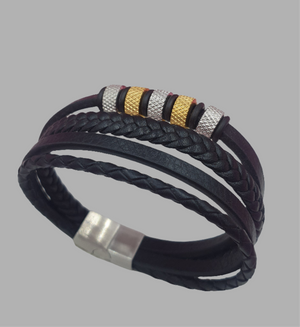 PULSERA EN VINIPIEL Y ACERO INOXIDABLE MOD. 042