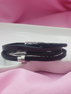 Pulsera Vinipiel y Acero Inoxidable MOD 048